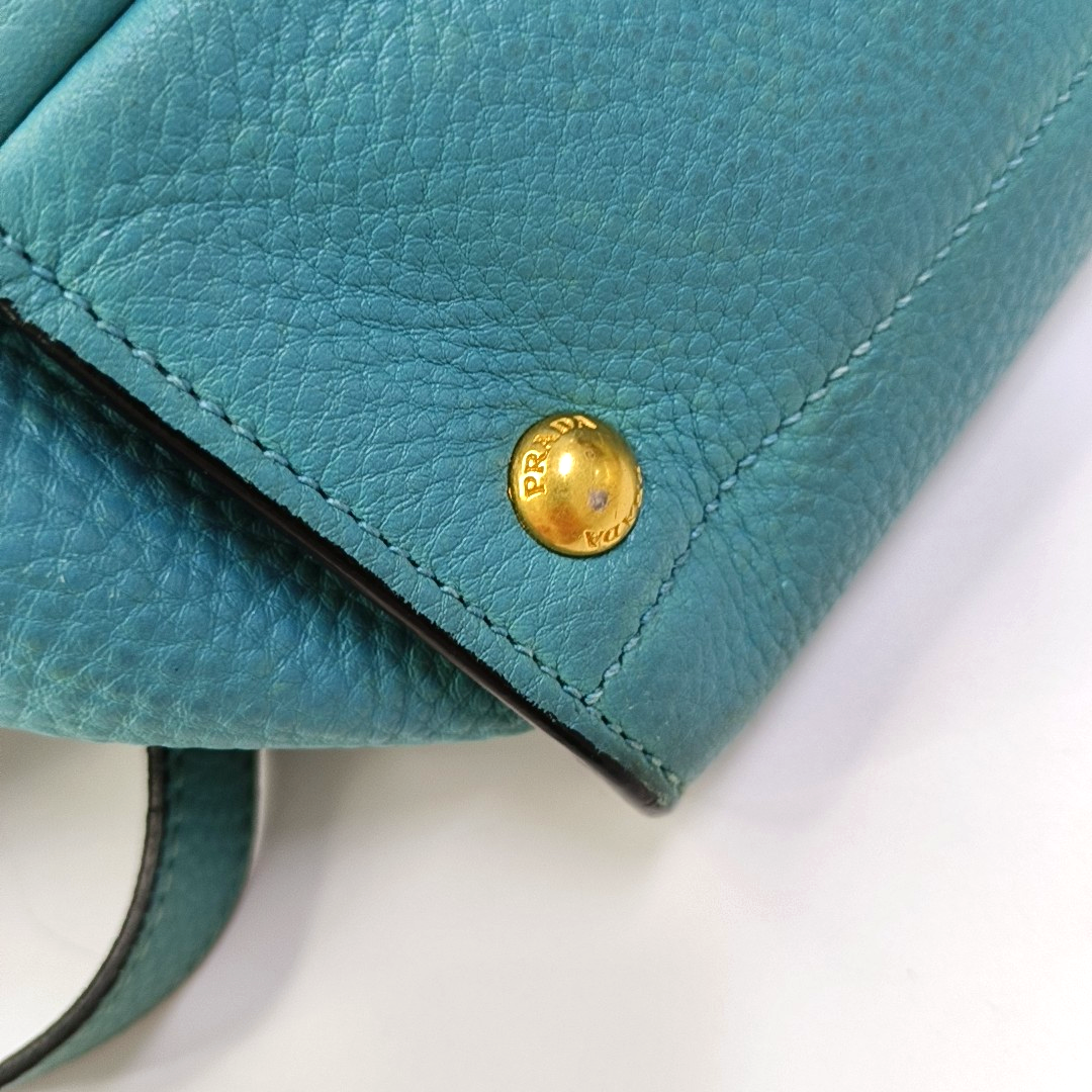 PRADA Twin Blue Cowhide Logo Single Shoulder Bag Handbag Crossbody Bag Ruthenium color hardware Removable shoulder strap-(SKU)-956216125