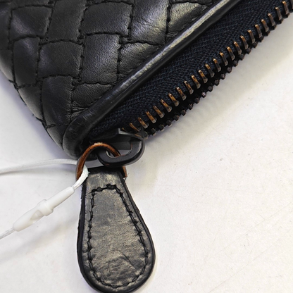 BOTTEGA VENETA Black Cowhide Woven Wallet Black hardware-(SKU)-947169349