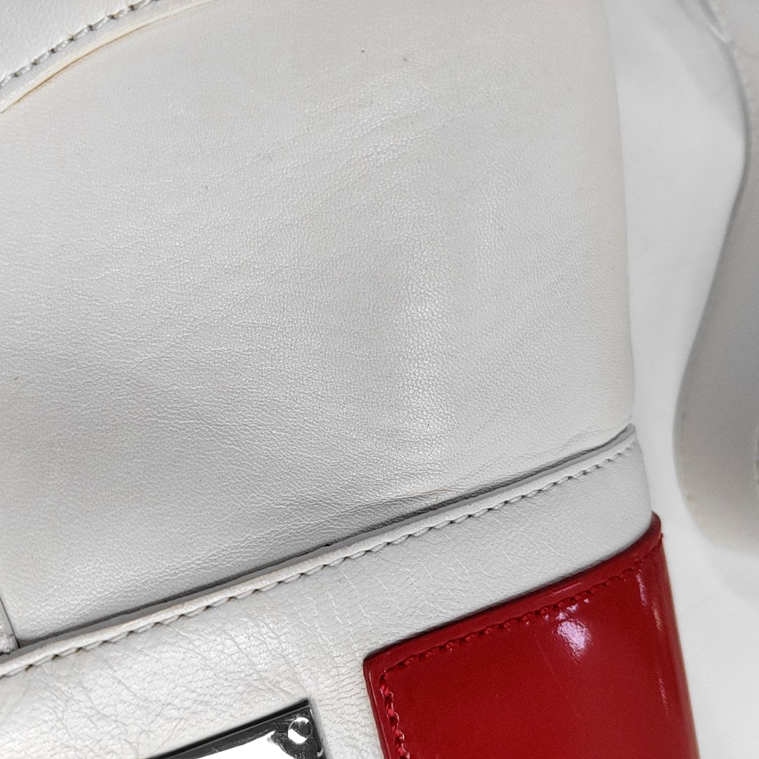 LOEWE White Leather Single Shoulder Bag Handbag Silver Hardware Removable shoulder strap-(SKU)-957821052