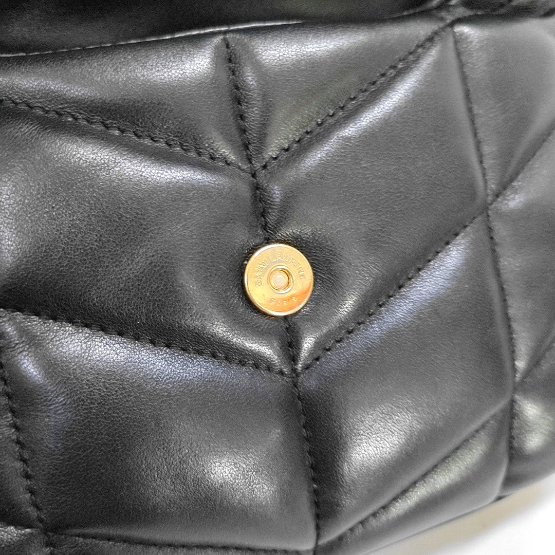 YSL PUFFER Mini Black Sheepskin Quilted V-Stripe Envelope Bag Crossbody Shoulder Bag Golden Hardware-(SKU)-967113797