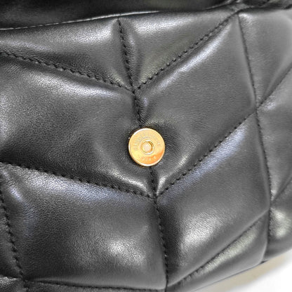 YSL PUFFER Mini Black Sheepskin Quilted V-Stripe Envelope Bag Crossbody Shoulder Bag Golden Hardware-(SKU)-967113797