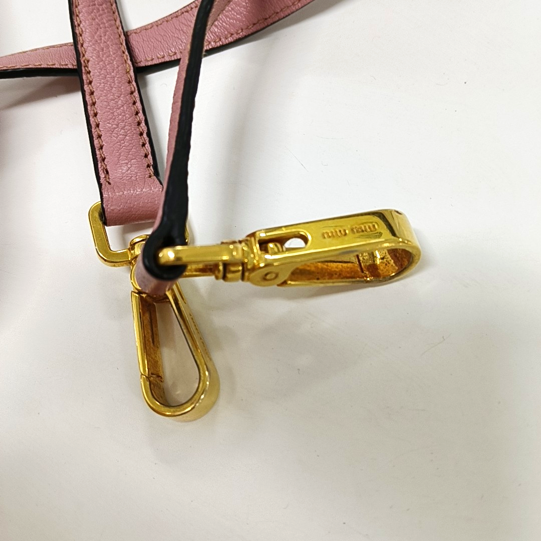 Miu Miu Pink Cowhide Sling Bag Tote Bag Golden hardware Removable shoulder strap-(SKU)-930663489