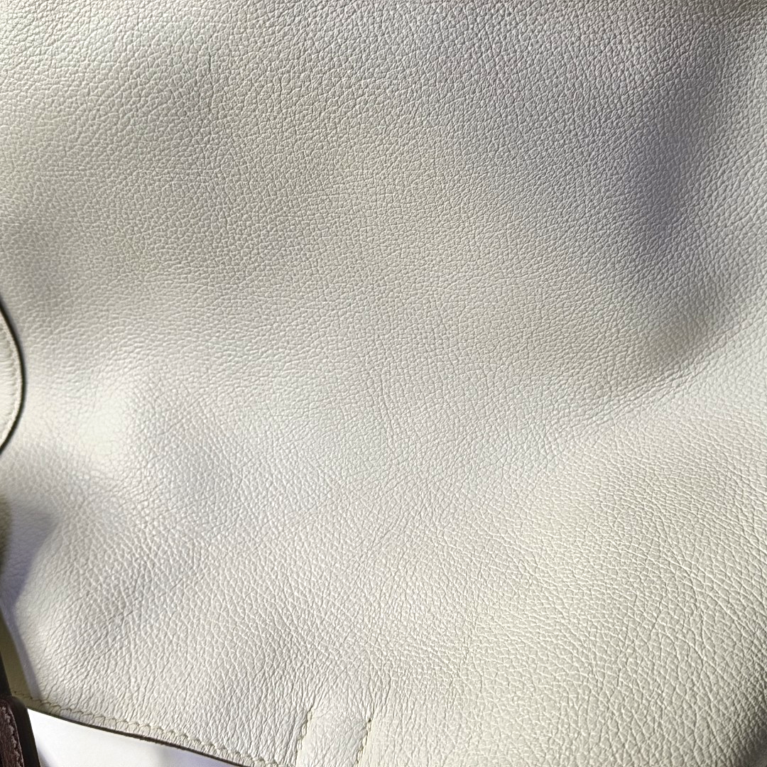 HERMÈS Licol 17 Glacier White Evercolor Leather Shoulder Bag with Silver Hardware, C-(SKU)-945823403