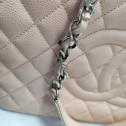 CHANEL CHANEL GST Large Pink Calfskin Quilted Lambskin Leather Chain Shoulder Bag Handbag Silver Hardware 17 Clasp-(SKU)-968770911