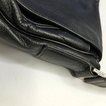 PRADA Easy Black cowhide cross-grain shoulder bag/crossbody bag Silver Hardware-(SKU)-950024216