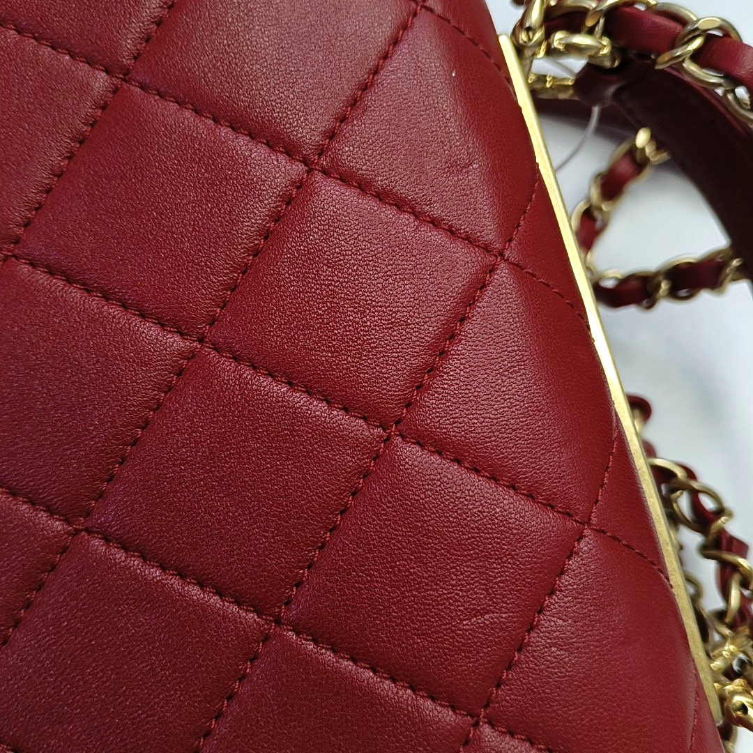 CHANEL TRENDY CC Red Calfskin Quilted Single Shoulder Bag Tote with Gold Hardware, 30 Clasp-(SKU)-946084069