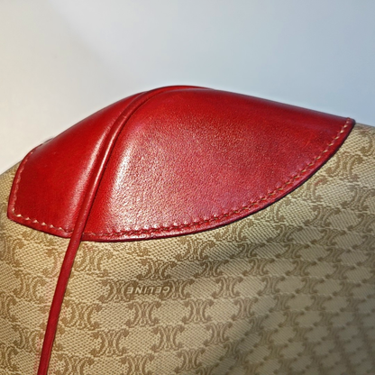 CELINE Khaki Coated Canvas Triumph Grained Shoulder Bag Handbag Golden hardware-(SKU)-936434494