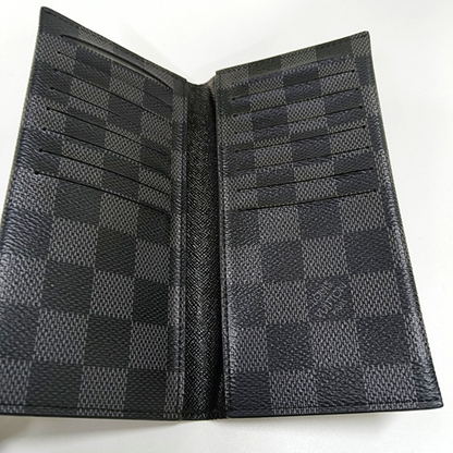 LOUIS VUITTON ALEXANDRE Gray Coated Canvas Chessboard Plaid Wallet Silver Hardware-(SKU)-953933077