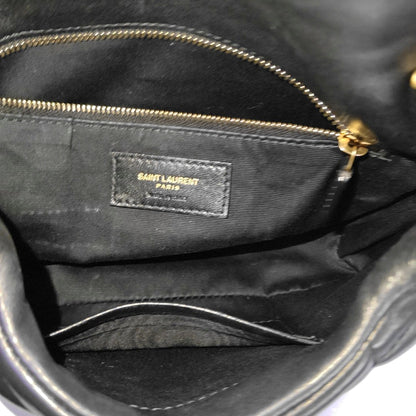 YSL PUFFER Mini Black Sheepskin Quilted V-Stripe Envelope Bag Crossbody Shoulder Bag Golden Hardware-(SKU)-967113797