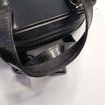 GUCCI Black Fabric Bamboo Handle Handbag Silver Hardware-(SKU)-945627916