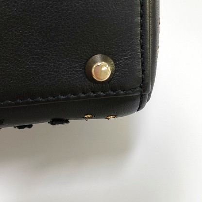 DIOR Lady Dior Mini Black Calfskin Embroidered Weaved Dior Bag Crossbody Shoulder Bag with Gold Hardware, Detachable Strap-(SKU)-965267708