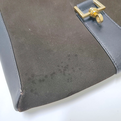 GUCCI Dark Brown Velvet Leather Single Shoulder Bag Tote Bag Golden hardware-(SKU)-940165554