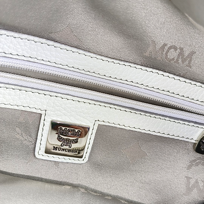 MCM Gray Fabric Jacquard Single Shoulder Bag Silver Hardware-(SKU)-943696572