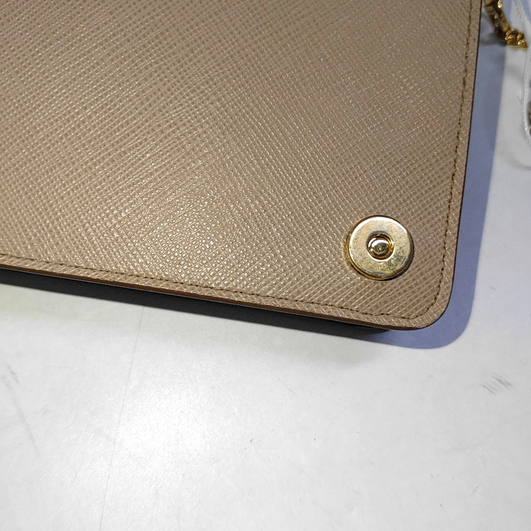 PRADA Khaki Calfskin Crossgrain Crossbody Bag Single Shoulder Bag Golden hardware Removable shoulder strap-(SKU)-941086582