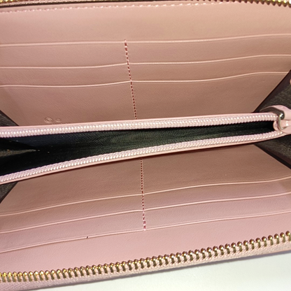 GUCCI Nude Pink Cowhide Monogram Embossed Wallet Golden hardware-(SKU)-959388566