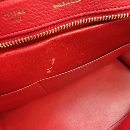 CELINE TRAPEZE Small size Red Leather Swing Bag Single Shoulder Bag Handbag Crossbody Golden hardware Removable shoulder strap-(SKU)-947188995