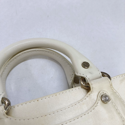 CELINE BOOGIE Beige Satin Studs Handbag Silver Hardware-(SKU)-950400052
