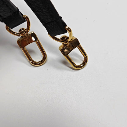 LOUIS VUITTON ONTHEGO BB Black Leather Monogram Crinkle Jungle Bag Shoulder Bag Tote Crossbody Bag with Gold Hardware and Removable Strap-(SKU)-970414576
