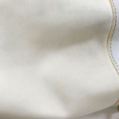 CELINE White Canvas Printed Single Shoulder Bag Handbag Golden hardware-(SKU)-13501989
