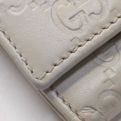 GUCCI White Calfskin Leather Monogrammed Wallet Golden hardware-(SKU)-951320985