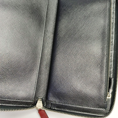 PRADA Red Leather Embossed Wallet Silver Hardware-(SKU)-942851386