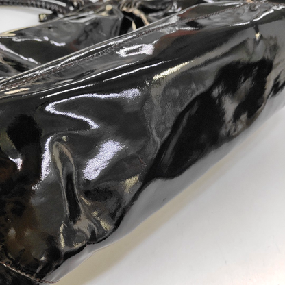 FERRAGAMO Marissa Black Patent Leather Tote Bag Silver Hardware-(SKU)-944545023