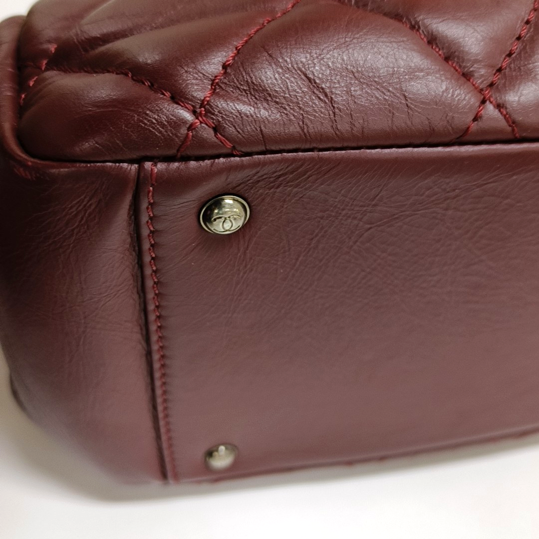 CHANEL CC TIMELESS SOFT Burgundy Leather Quilted Shoulder Bag with Nickel Hardware-(SKU)-965390828