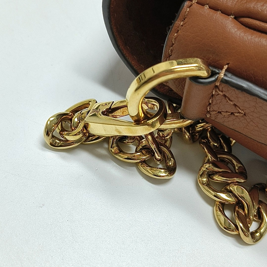 LOUIS VUITTON LOCKME Deep Brown Leather Shoulder Bag Crossbody Bag Golden Hardware 2 Removable Straps-(SKU)-971172122