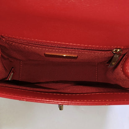 CHANEL CHAIN INFINITY TOP HANDLE Medium Size Red Grained Leather Quilted Shoulder Bag Handbag Crossbody Bag Detachable Strap Golden Hardware 28cm-(SKU)-969743804