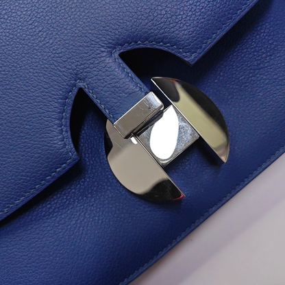 HERMÈS 2002 royal blue Evercolor leather crossbody bag shoulder bag silver hardware A-(SKU)-951512753