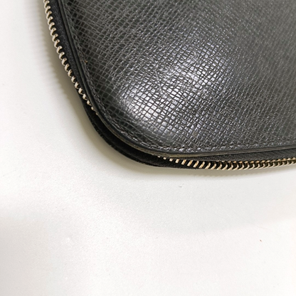 LOUIS VUITTON ATOLL Black Leather Clutch Handbag Silver Hardware-(SKU)-955895413