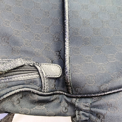 GUCCI Black Canvas Monogrammed Crossbody Shoulder Bag Silver Hardware-(SKU)-956075743