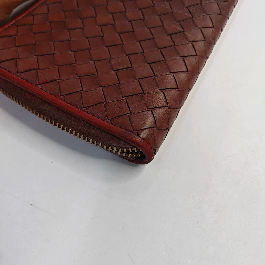 BOTTEGA VENETA Purple Cowhide Braided Wallet Golden hardware-(SKU)-948516731