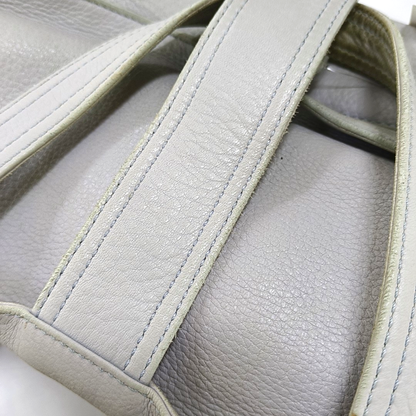 CELINE White Leather Tote Bag Single Shoulder Bag Silver Hardware-(SKU)-947607989