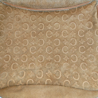 CELINE Brown Suede Leather Embossed Single Shoulder Bag Golden hardware Removable shoulder strap-(SKU)-940050466