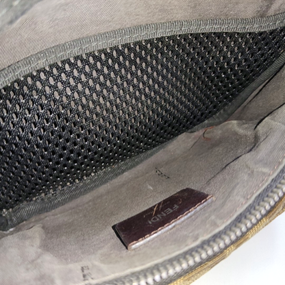 FENDI 棕色帆布双F腰包腰包/胸包 Silver Hardware-(SKU)-937615271