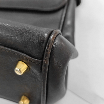 BURBERRY Dark brown leather single shoulder bag handbag crossbody Golden hardware Removable shoulder strap-(SKU)-14375152
