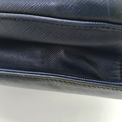 PRADA Dark Blue Leather Handbag Silver Hardware-(SKU)-954413734