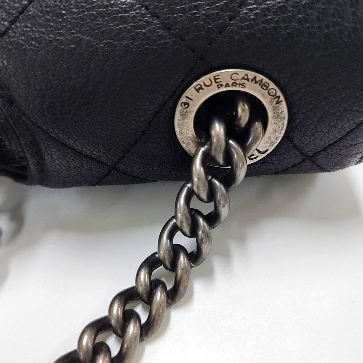 CHANEL PERFECT EDGE Black Lamb Skin Quilted Monogram Crossbody Bag Handbag Shoulder Bag Ruthenium Hardware 21 Clasp-(SKU)-966996971