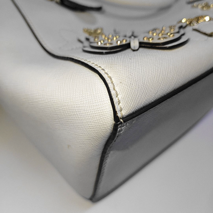MICHAEL KORS Tote bag White Leather Patchwork Inset Crossbody Single Shoulder Bag Handbag Golden hardware Removable shoulder strap-(SKU)-932783856