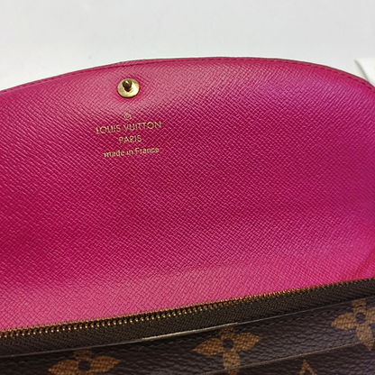 LOUIS VUITTON EMILIE Brown coated canvas vintage wallet Golden hardware-(SKU)-942991994