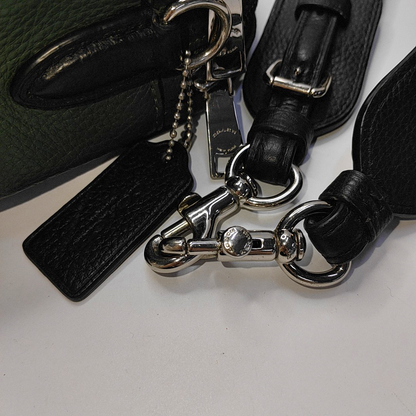 COACH Camera Bag Green Leather Printed Carriage Crossbody Shoulder Bag Handbag Silver Hardware Removable shoulder strap-(SKU)-935012014