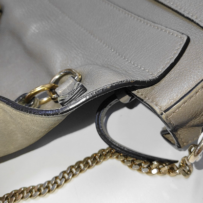 Chloé Faye Medium size Grey Cowhide Single Shoulder Bag Tote Shoulder Bag Crossbody Bag Golden Silver Hardware Removable shoulder strap-(SKU)-939956947