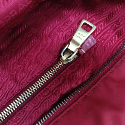 PRADA Tote bag Red Nylon Logo Single Shoulder Bag Crossbody Bag Handbag Golden hardware-(SKU)-13628648