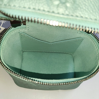 LOUIS VUITTON NICE Turquoise Green Leather Monogram Embossed Shoulder Bag Silver Hardware Removable Strap-(SKU)-942263065