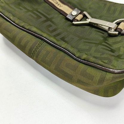GIVENCHY Deep Green Fabric Floral Single Shoulder Bag Silver Hardware-(SKU)-931311105