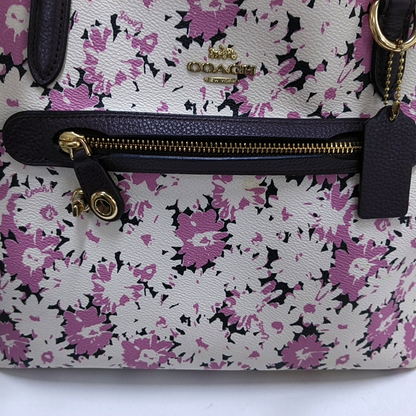 COACH Tote bag Large size White Coated Canvas Printed Carriage Single Shoulder Bag Handbag Golden hardware-(SKU)-942425943
