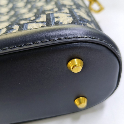 DIOR C'Est Dior Small Deep Blue Coated Canvas Monogram Shoulder Bag Crossbody Handbag Gold Hardware 2 Detachable Shoulder Straps-(SKU)-960717156