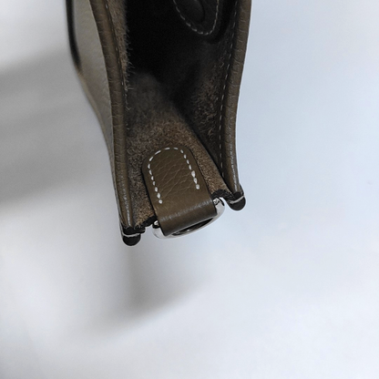 HERMÈS Evelyne TPM elephant grey Clemence leather perforated Evelyne crossbody bag shoulder bag removable shoulder strap-(SKU)-960329807