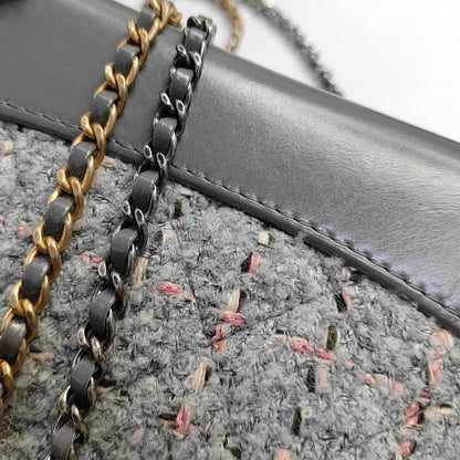 CHANEL GABRIELLE Small Light Grey Tweed Grained Quilted Bag Tote Bag Crossbody Shoulder Bag with Gold Silver Ruthenium Hardware and 23 Opening-(SKU)-967375021